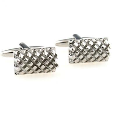 Thick Silver Block Cut Grove Design Cufflinks.jpg